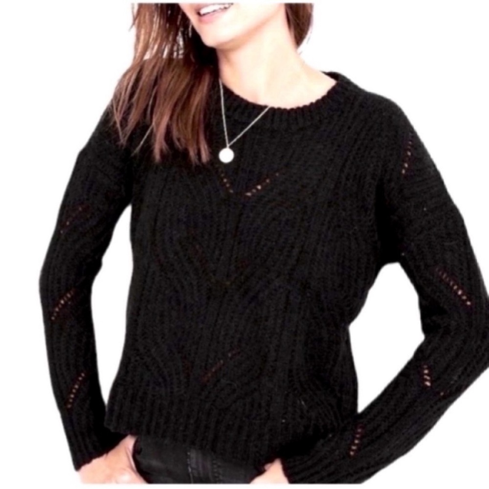 Madewell Charley Pointelle Alpaca Blend Black Pullover Sweater XS